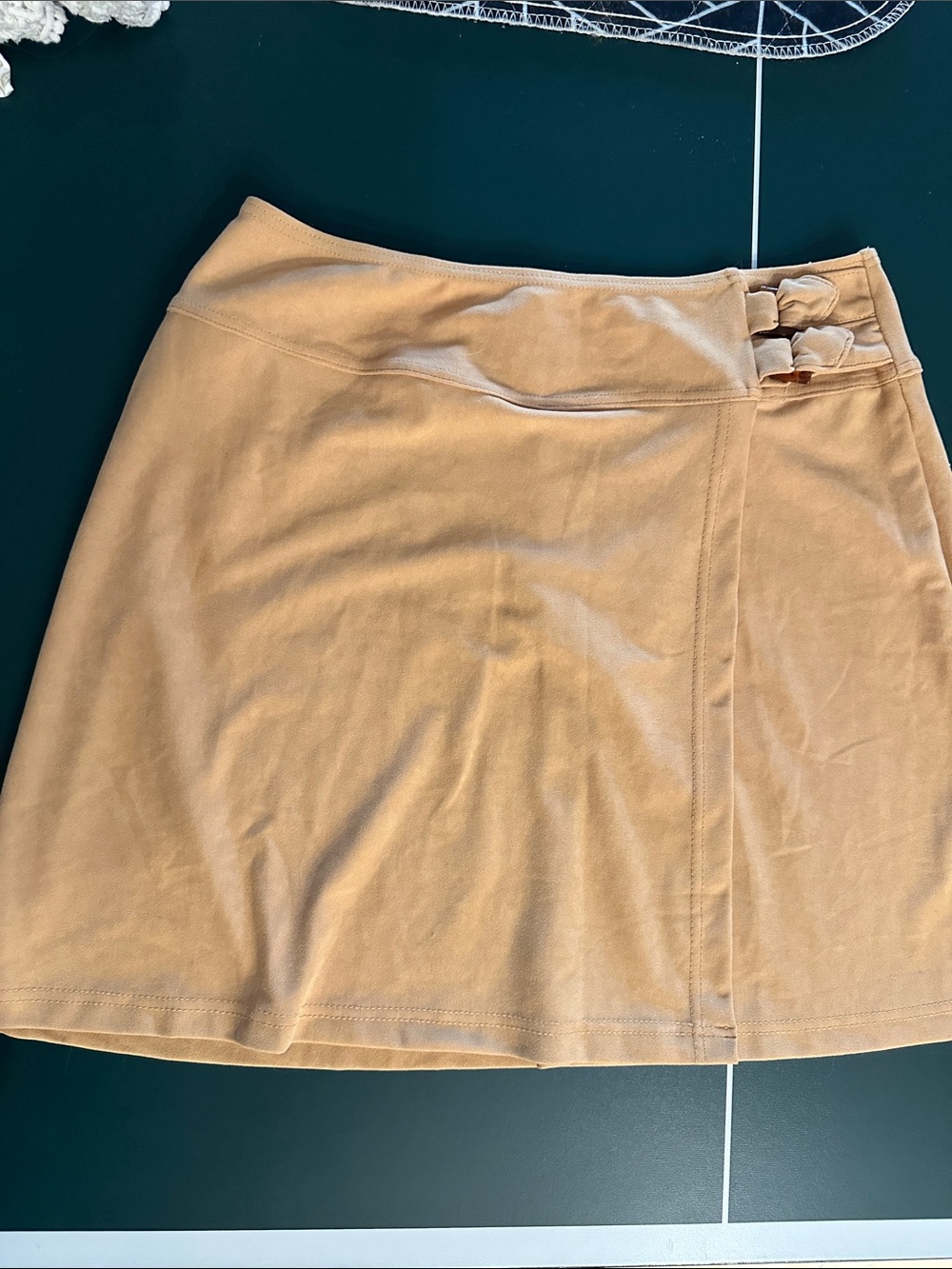 Jones New York Tan A-Line Swim Coverup Skirt with Side Buckles